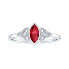 Marquise Cut Created Ruby Solitaire Celtic Knot Ring Lab Created Ruby - ( AAAA ) - Quality - Rosec Jewels