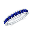 Round Created Blue Sapphire Full Eternity Ring in Channel Setting Lab Created Blue Sapphire - ( AAAA ) - Quality - Rosec Jewels