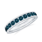 Round London Blue Topaz Full Eternity Ring in Channel Setting London Blue Topaz - ( AAA ) - Quality - Rosec Jewels