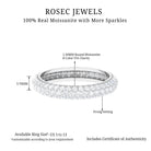 3 CT Certified Moissanite Three Row Eternity Band in Gold Moissanite - ( D-VS1 ) - Color and Clarity - Rosec Jewels