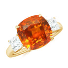 Created Orange Sapphire Engagement Ring with Moissanite Lab Created Orange Sapphire - ( AAAA ) - Quality - Rosec Jewels