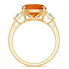 Created Orange Sapphire Engagement Ring with Moissanite Lab Created Orange Sapphire - ( AAAA ) - Quality - Rosec Jewels