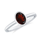 Bezel Set Oval Garnet Solitaire Ring with Beaded Detailing Garnet - ( AAA ) - Quality - Rosec Jewels