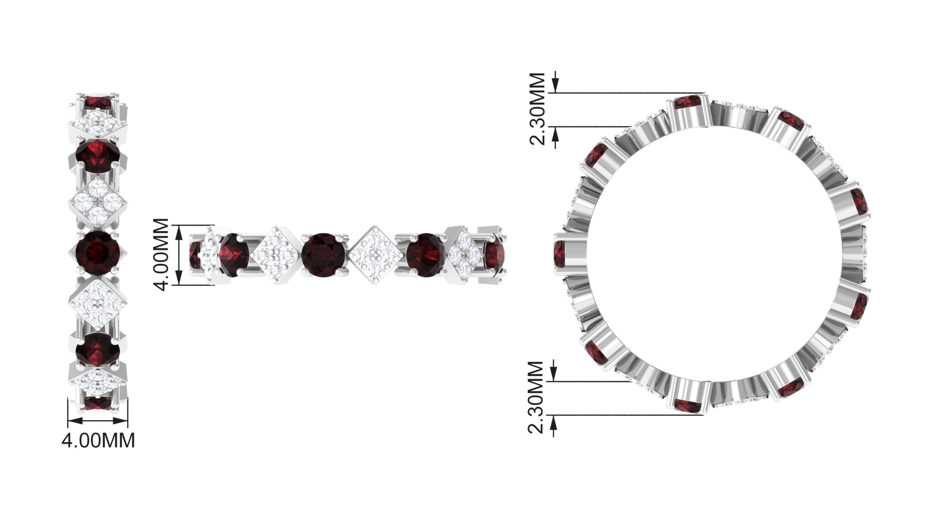 Natural Garnet and Diamond Eternity Band Ring Garnet - ( AAA ) - Quality - Rosec Jewels