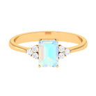 Octagon Cut Ethiopian Opal Engagement Ring with Diamond Trio Ethiopian Opal - ( AAA ) - Quality - Rosec Jewels