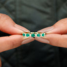 Oval Cut Green Emerald Eternity Band Ring with Diamond Emerald - ( AAA ) - Quality - Rosec Jewels