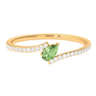 Tilted Pear Shape Green Sapphire and Diamond Bypass Promise Ring Green Sapphire - ( AAA ) - Quality - Rosec Jewels