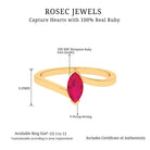 Marquise Cut Ruby Solitaire Ring in Bypass Shank Ruby - ( AAA ) - Quality - Rosec Jewels