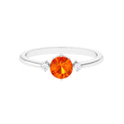 3/4 CT Simple Round Orange Sapphire and Diamond Promise Ring Orange Sapphire - ( AAA ) - Quality - Rosec Jewels