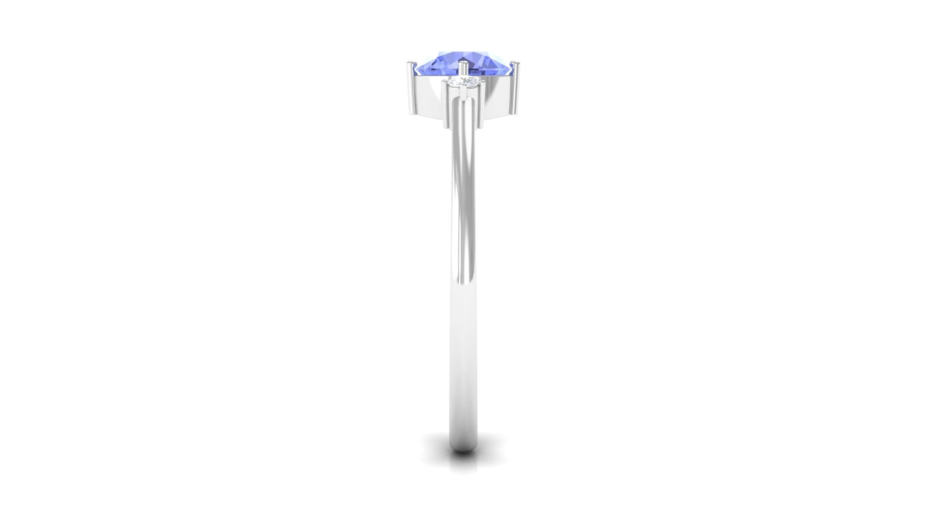 Round Tanzanite Solitaire Promise Ring with Diamond Tanzanite - ( AAA ) - Quality - Rosec Jewels