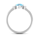 Round Aquamarine Solitaire Promise Ring with Diamond Aquamarine - ( AAA ) - Quality - Rosec Jewels