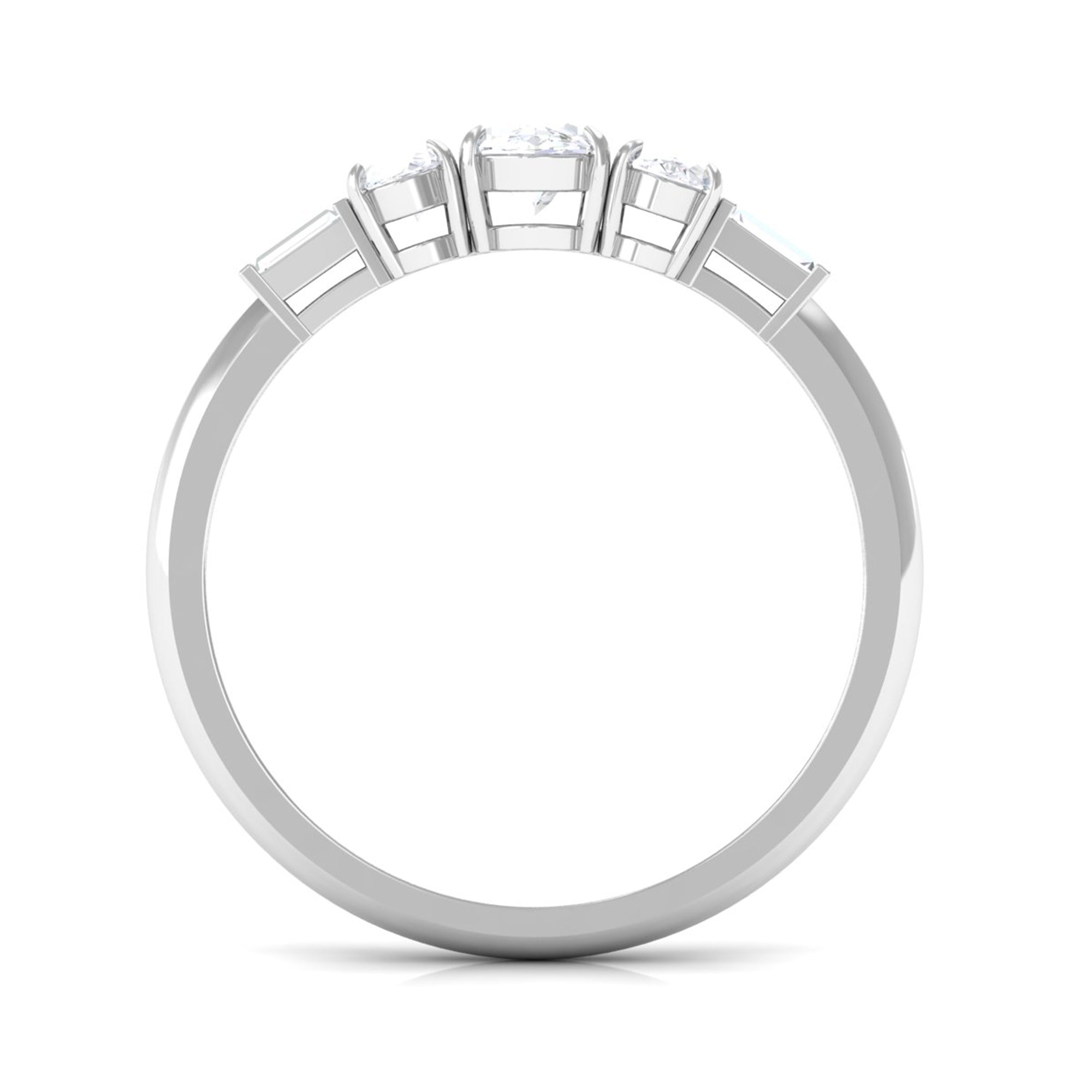 Moissanite 3 Stone Anniversary Band Ring Moissanite - ( D-VS1 ) - Color and Clarity - Rosec Jewels