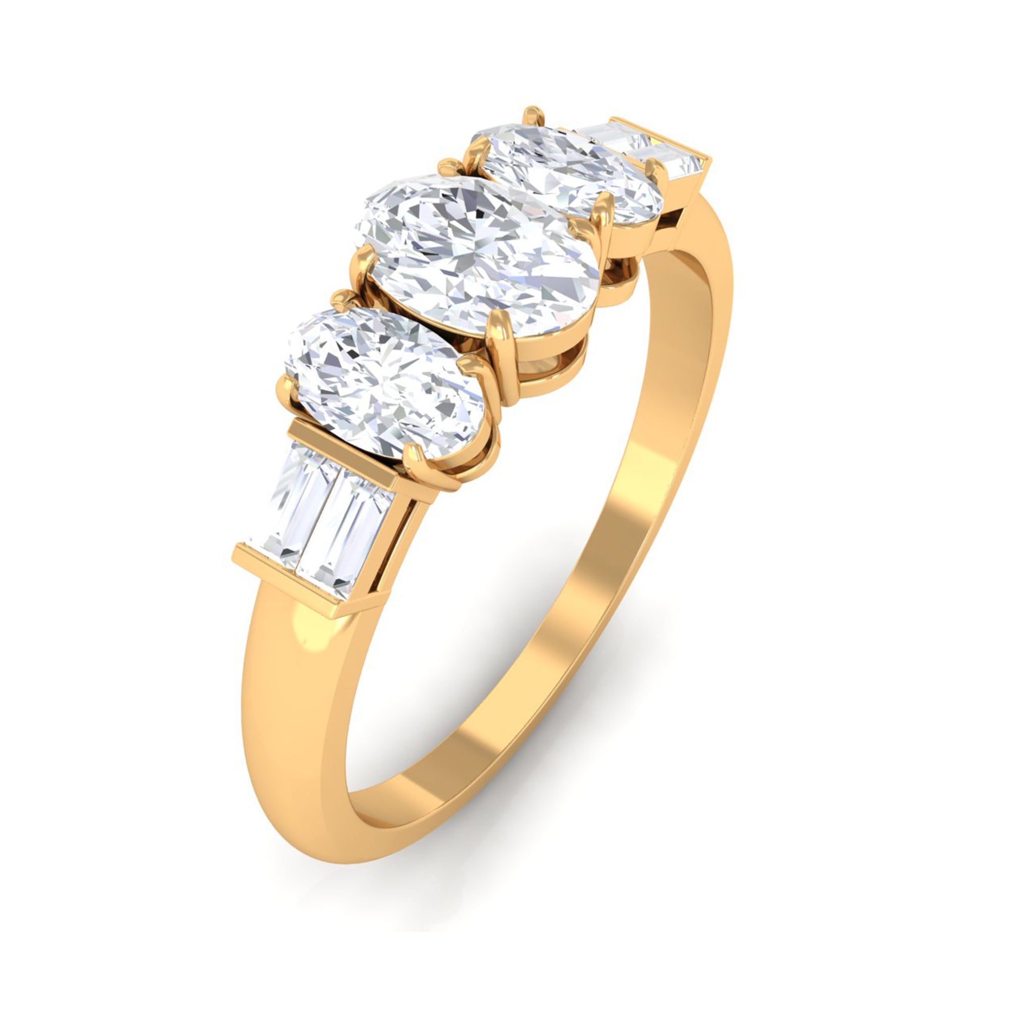 Moissanite 3 Stone Anniversary Band Ring Moissanite - ( D-VS1 ) - Color and Clarity - Rosec Jewels