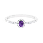 1/2 CT Oval Cut Amethyst Classic Engagement Ring with Diamond Halo Amethyst - ( AAA ) - Quality - Rosec Jewels