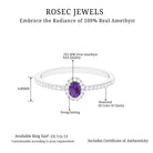 1/2 CT Oval Cut Amethyst Classic Engagement Ring with Diamond Halo Amethyst - ( AAA ) - Quality - Rosec Jewels