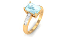 Emerald Cut Shape Sky Blue Topaz Solitaire Engagement Ring with Diamond Side Stones Sky Blue Topaz - ( AAA ) - Quality - Rosec Jewels