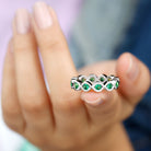 Lab Grown Emerald Twisted Eternity Band Ring Lab Created Emerald - ( AAAA ) - Quality - Rosec Jewels