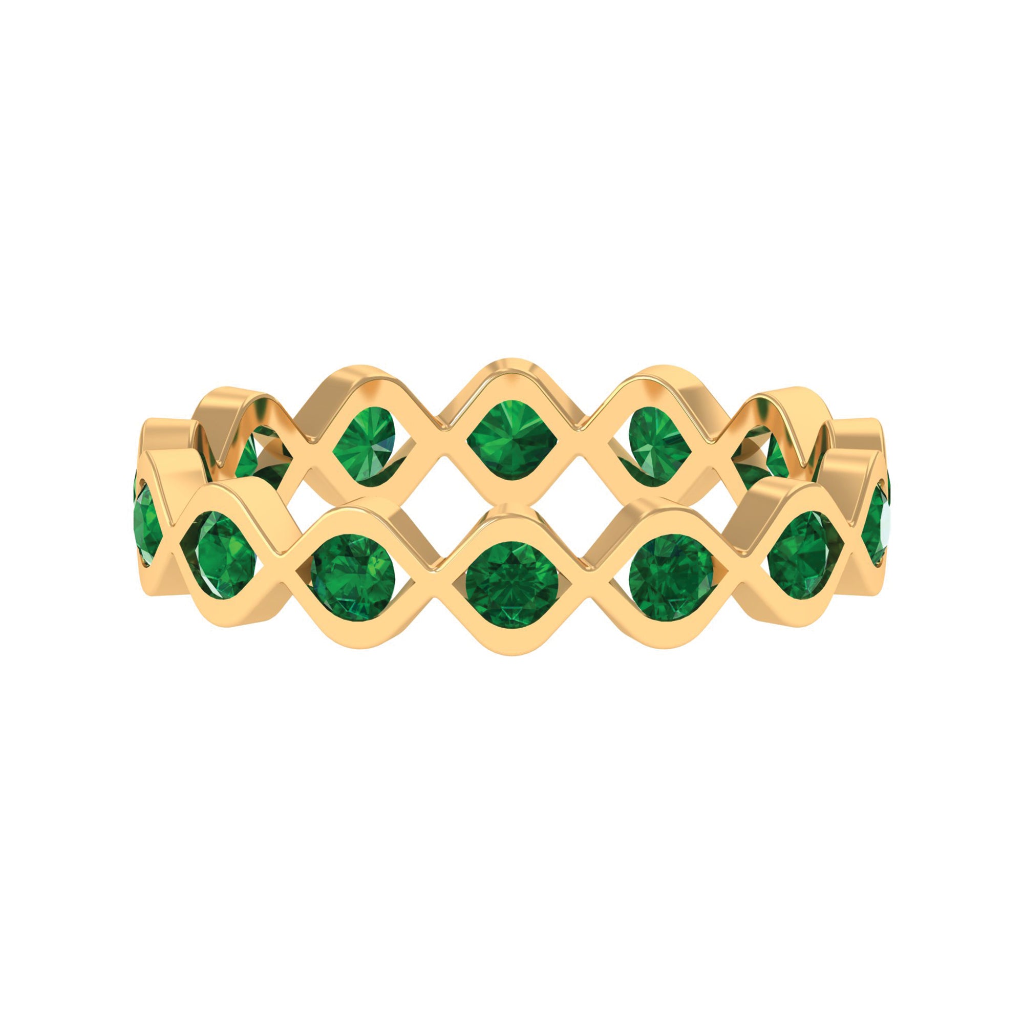 Lab Grown Emerald Twisted Eternity Band Ring Lab Created Emerald - ( AAAA ) - Quality - Rosec Jewels