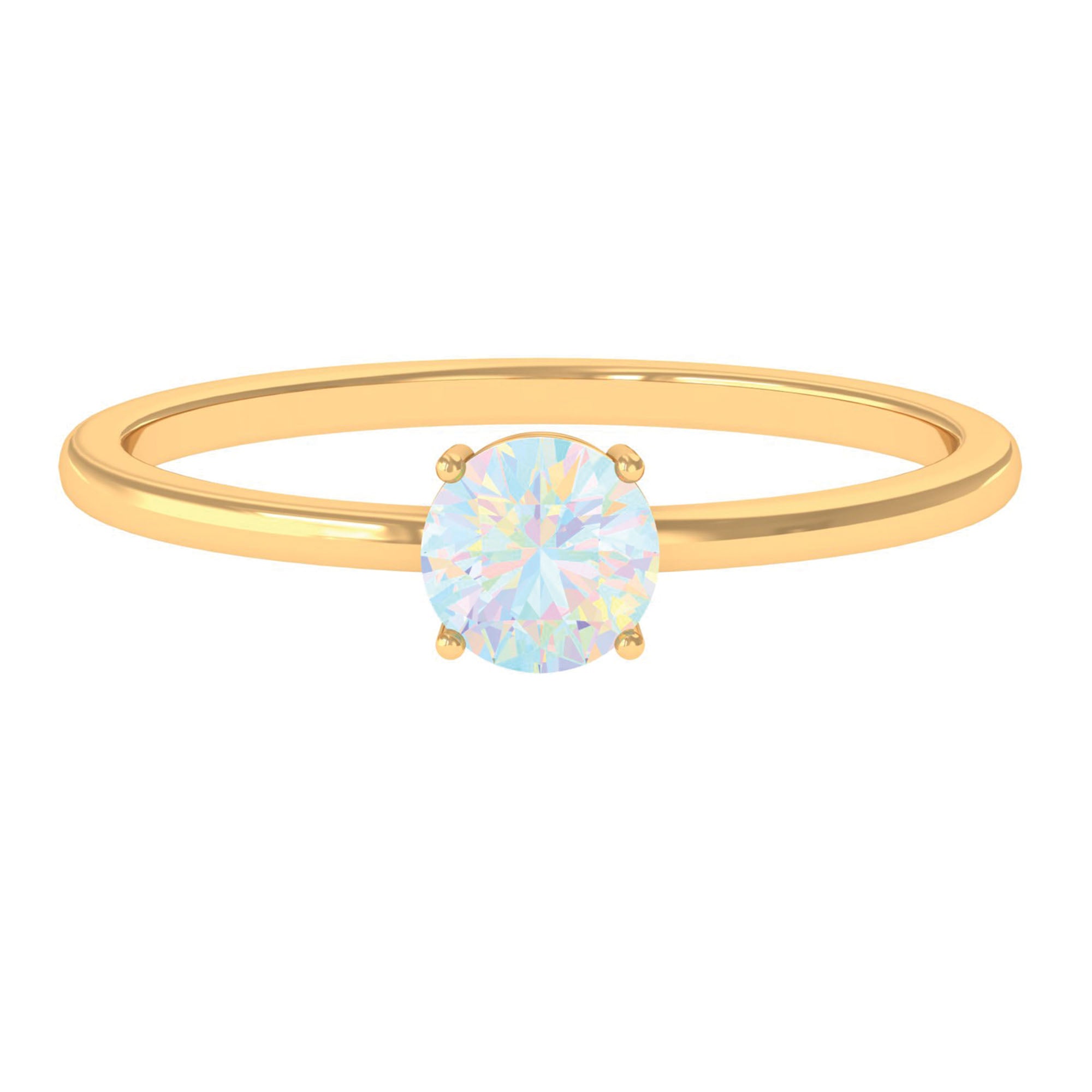 1/2 CT Round Ethiopian Opal Solitaire Promise Ring Ethiopian Opal - ( AAA ) - Quality - Rosec Jewels