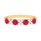 Elegant Ruby and Diamond Semi Eternity Band Ring Ruby - ( AAA ) - Quality - Rosec Jewels