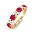 1 CT Elegant Created Ruby and Diamond Half Eternity Ring Lab Created Ruby - ( AAAA ) - Quality - Rosec Jewels