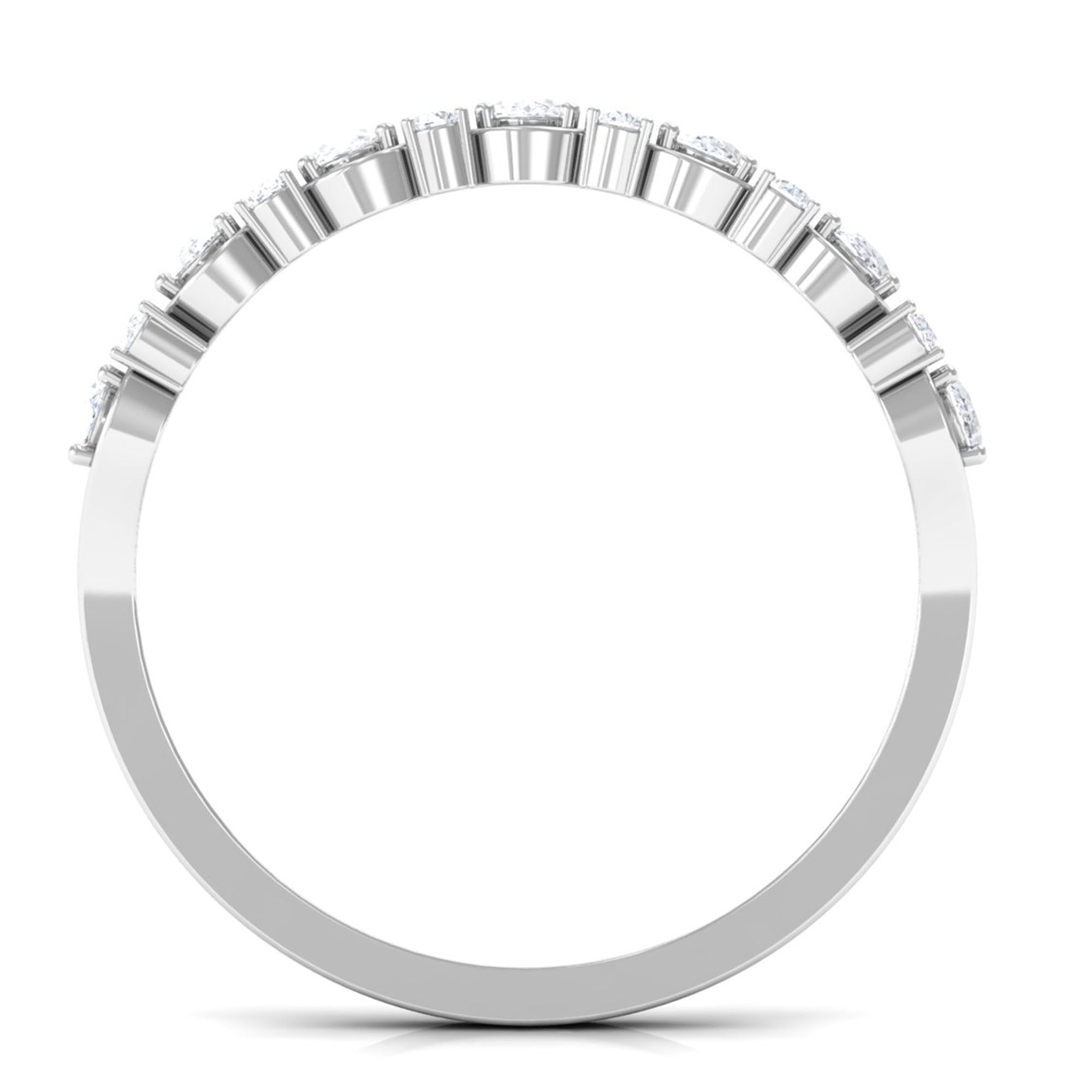 Elegant Oval Moissanite Half Eternity Ring Moissanite - ( D-VS1 ) - Color and Clarity - Rosec Jewels