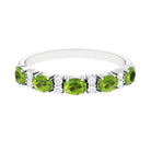 Oval Cut Peridot and Diamond Half Eternity Ring Peridot - ( AAA ) - Quality - Rosec Jewels