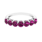 Classic Rhodolite and Moissanite Half Eternity Band Rhodolite - ( AAA ) - Quality - Rosec Jewels