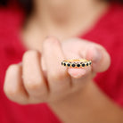 Miligrain Bezel Set Black Onyx Half Eternity Ring Black Onyx - ( AAA ) - Quality - Rosec Jewels