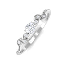 Certified Moissanite Minimal Leaf Inspired Beaded Promise Ring Moissanite - ( D-VS1 ) - Color and Clarity - Rosec Jewels