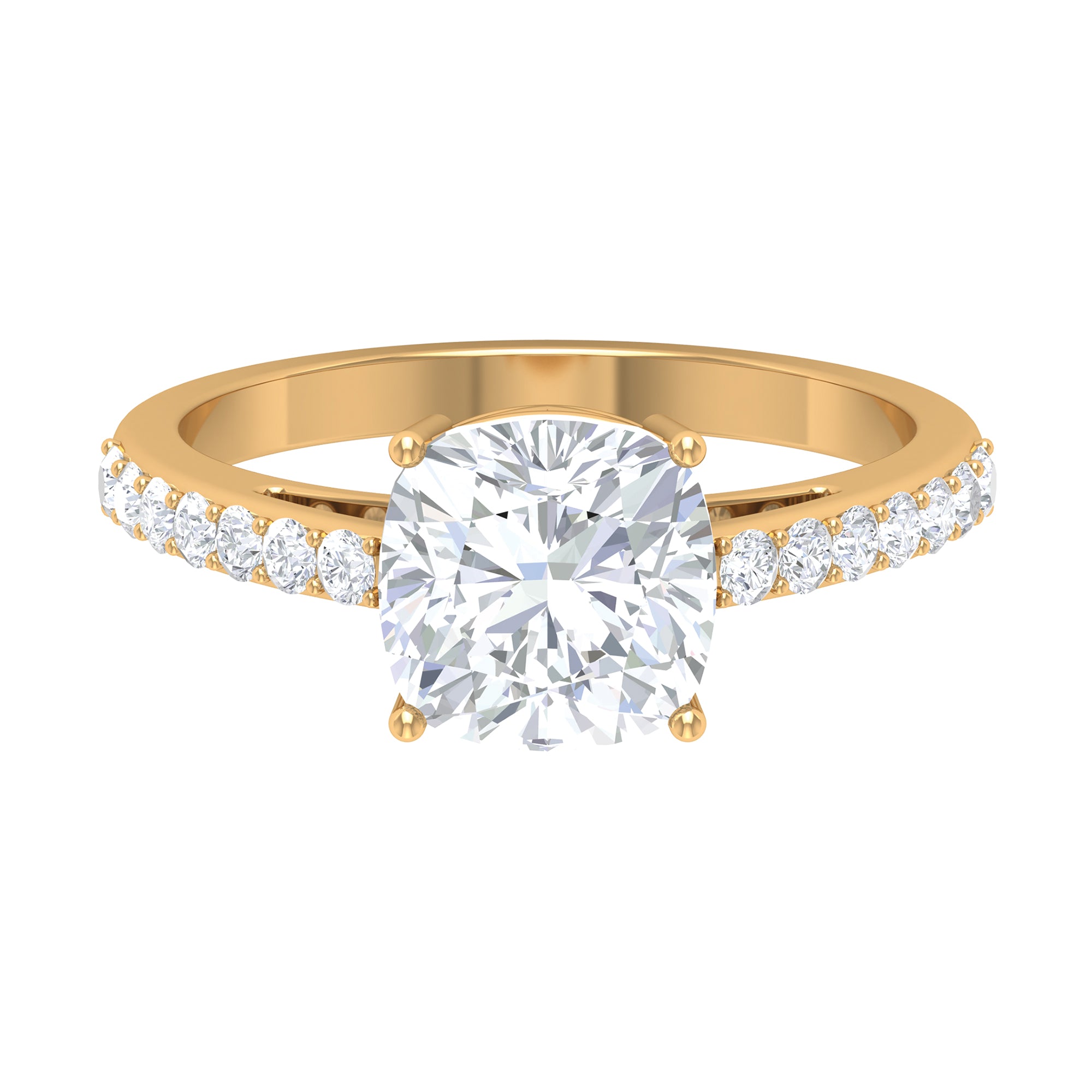 Lauren Sanchez Inspired Moissanite Solitaire Engagement Ring with Side Stones Moissanite - ( D-VS1 ) - Color and Clarity - Rosec Jewels