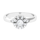 Classic Zircon Floral Engagement Ring Zircon - ( AAAA ) - Quality - Rosec Jewels