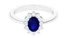 1.50 CT Oval Cut Blue Sapphire Princess Diana Inspired Engagement Ring with Diamond Accent Blue Sapphire - ( AAA ) - Quality - Rosec Jewels