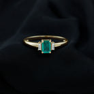 1 CT Octagon shape Emerald and Diamond Three Stone Promise Ring Emerald - ( AAA ) - Quality - Rosec Jewels