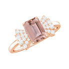 Emerald Cut Morganite Solitaire Engagement Ring with Diamond Morganite - ( AAA ) - Quality - Rosec Jewels