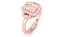 2.25 CT Emerald Cut Morganite Cocktail Engagement Ring with Diamond Morganite - ( AAA ) - Quality - Rosec Jewels