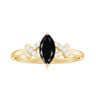 1 CT Marquise Cut Black Spinel and Diamond Minimal Ring Black Spinel - ( AAA ) - Quality - Rosec Jewels