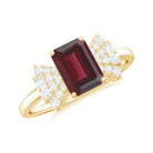 2.50 CT Designer Rhodolite Solitaire Ring with Diamond Stones Rhodolite - ( AAA ) - Quality - Rosec Jewels