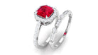 Asscher Created Ruby Stackable Ring Set Lab Created Ruby - ( AAAA ) - Quality - Rosec Jewels