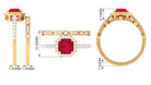 Asscher Created Ruby Stackable Ring Set Lab Created Ruby - ( AAAA ) - Quality - Rosec Jewels