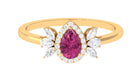 Pink Tourmaline Engagement Ring with Diamond Halo Pink Tourmaline - ( AAA ) - Quality - Rosec Jewels