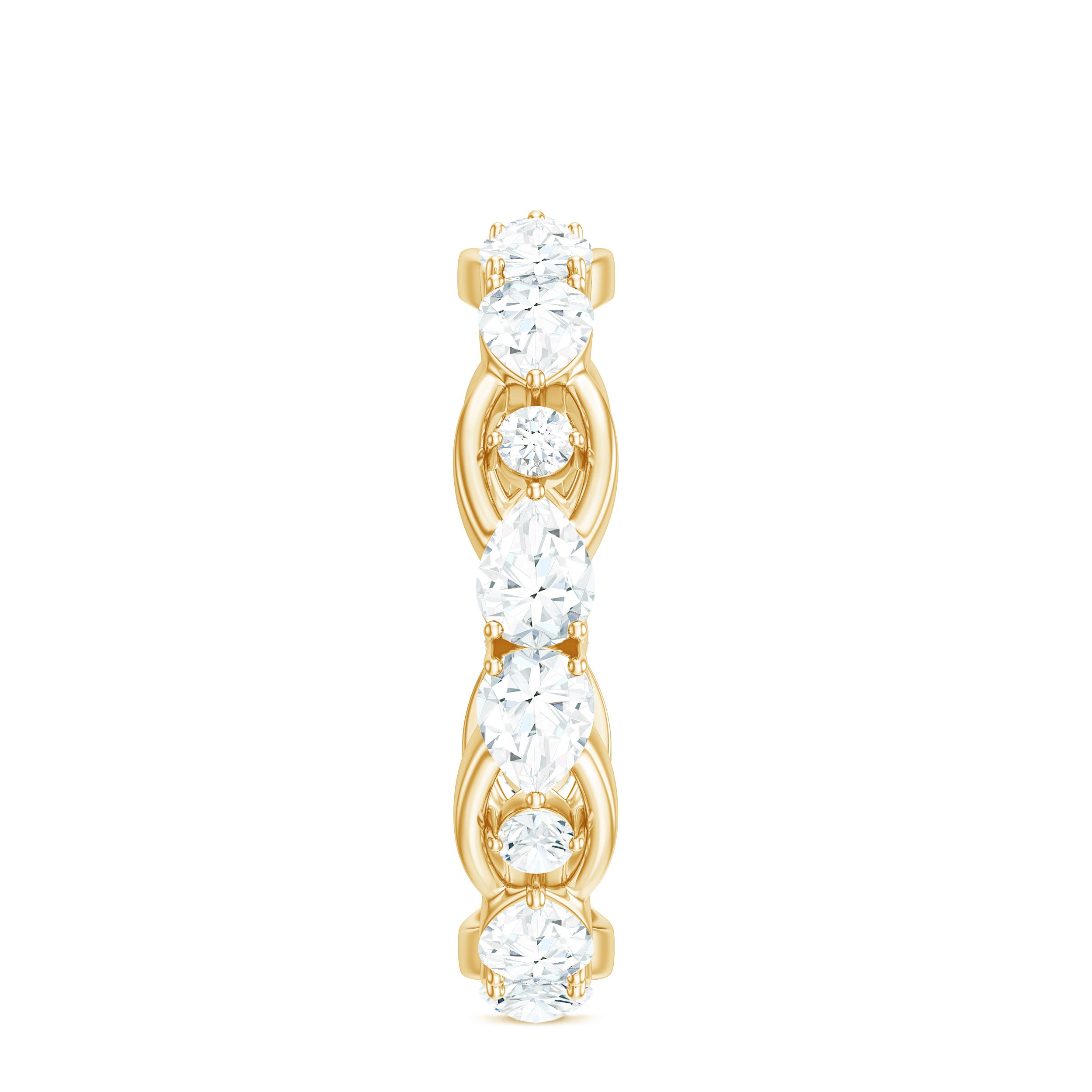 2 CT Round and Pear Cut Zircon East West Gold Eternity Ring Zircon - ( AAAA ) - Quality - Rosec Jewels