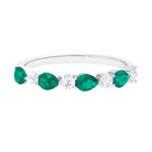 0.75 CT Pear Emerald and Moissanite Alternate Half Eternity Ring Emerald - ( AAA ) - Quality - Rosec Jewels