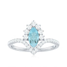 Marquise Cut Sky Blue Topaz Designer Ring with Diamond Frame Sky Blue Topaz - ( AAA ) - Quality - Rosec Jewels