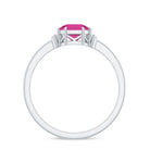 Asscher Cut Pink Tourmaline Solitaire Ring with Diamond Pink Tourmaline - ( AAA ) - Quality - Rosec Jewels