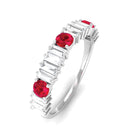 1.25 CT Created Ruby and Moissanite Semi Eternity Ring in Gold Lab Created Ruby - ( AAAA ) - Quality - Rosec Jewels