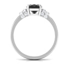 Created Black Diamond and Diamond Oval Engagement Ring Lab Created Black Diamond - ( AAAA ) - Quality - Rosec Jewels