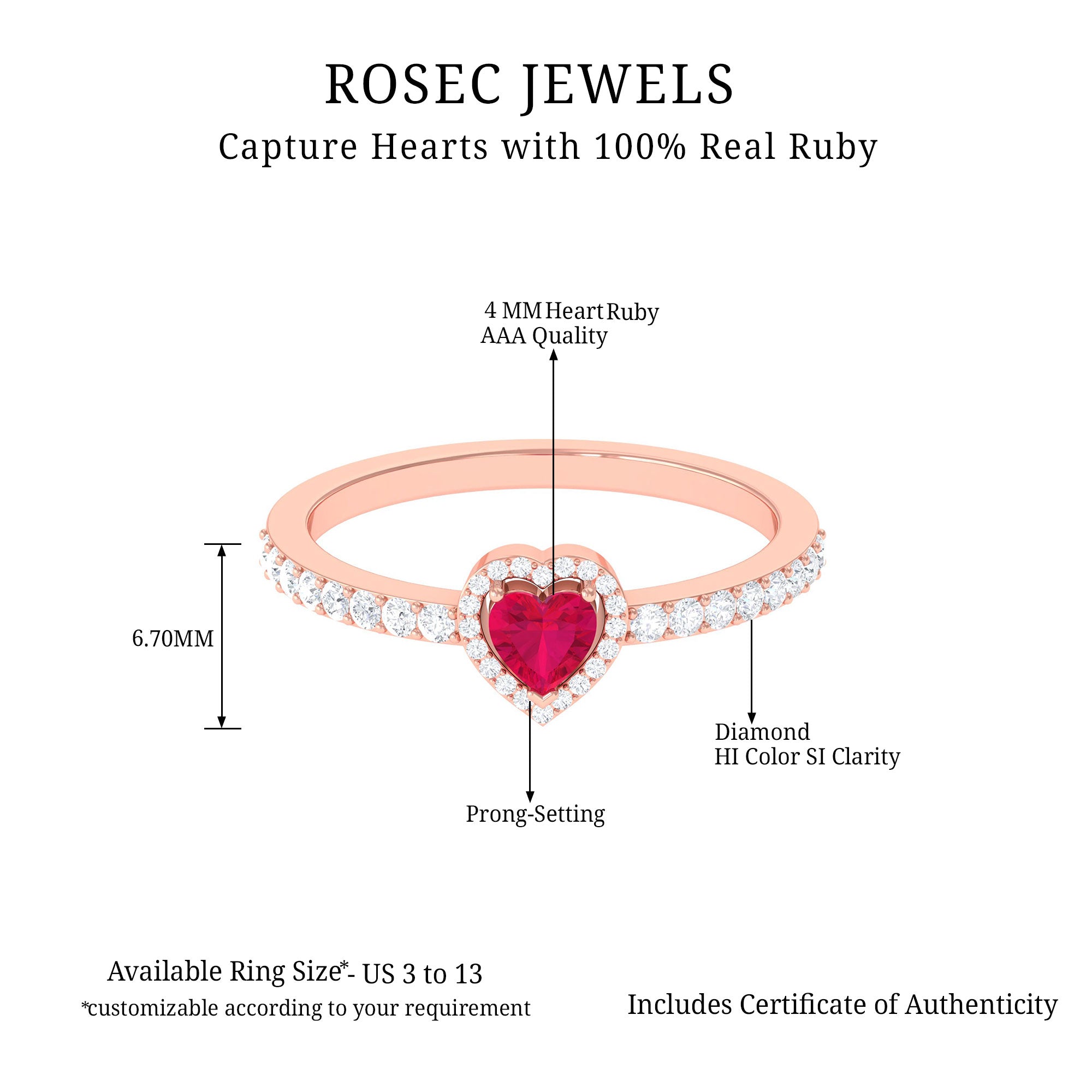 Heart Shape Ruby and Diamond Halo Engagement Ring Ruby - ( AAA ) - Quality - Rosec Jewels