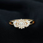 Split Shank Simulated Diamond Flower Engagement Ring Zircon - ( AAAA ) - Quality - Rosec Jewels