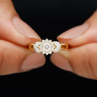 Split Shank Simulated Diamond Flower Engagement Ring Zircon - ( AAAA ) - Quality - Rosec Jewels